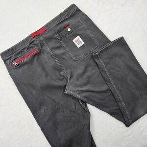 Topo Designs Mens XL Mountain Pant Organic Cotton Climbing Hiking Gray Belt Red